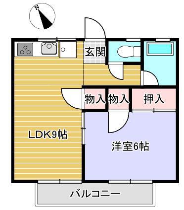 メゾン・コム(1LDK/2階)の間取り写真
