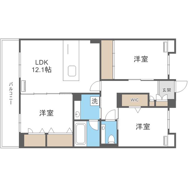 SINFARIA六本松(3LDK/3階)の間取り写真