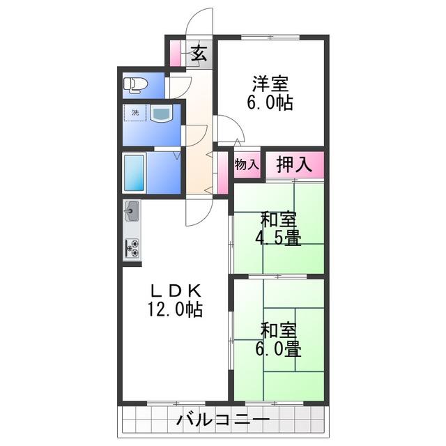 スペイシャル紀の川(3LDK/3階)の間取り写真
