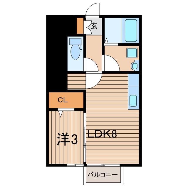 エトワール上町C(1LDK/1階)の間取り写真