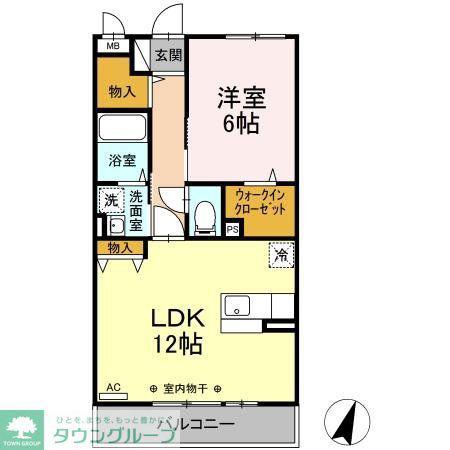 クレール湘南台II(1LDK/2階)の間取り写真