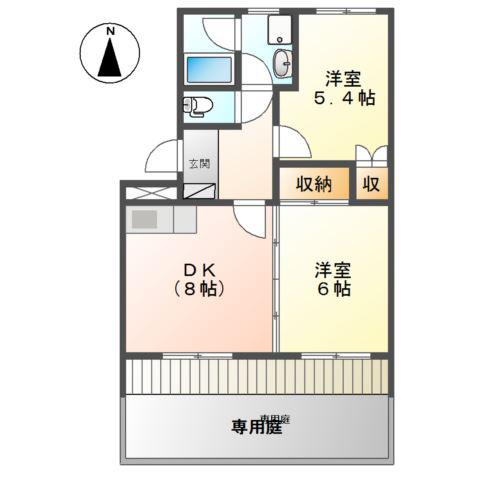 エトワール(2DK/1階)の間取り写真