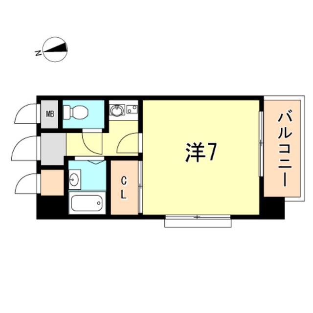 ベルウエスト2(1K/3階)の間取り写真
