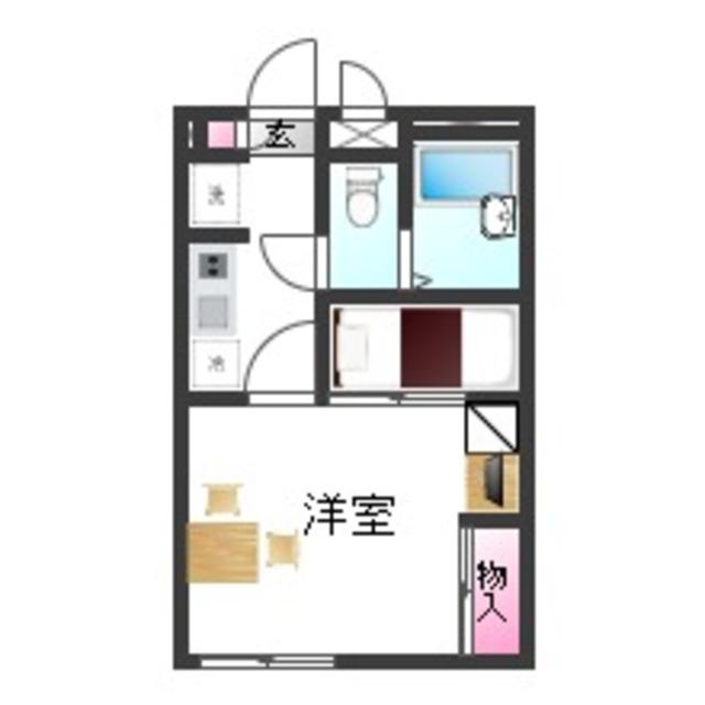 レオパレス上野芝(1K/2階)の間取り写真