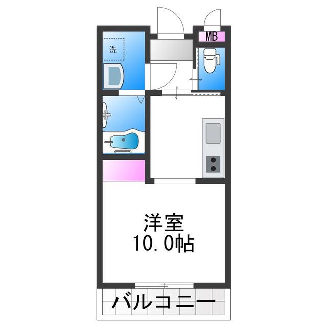 ルナコート南港中(ワンルーム/1階)の間取り写真
