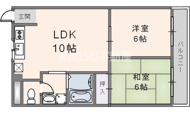 Mプラザ菱江(2LDK/3階)の間取り写真