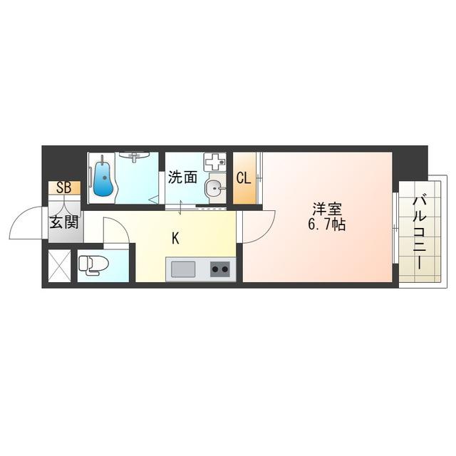 WOB西九条(1K/4階)の間取り写真