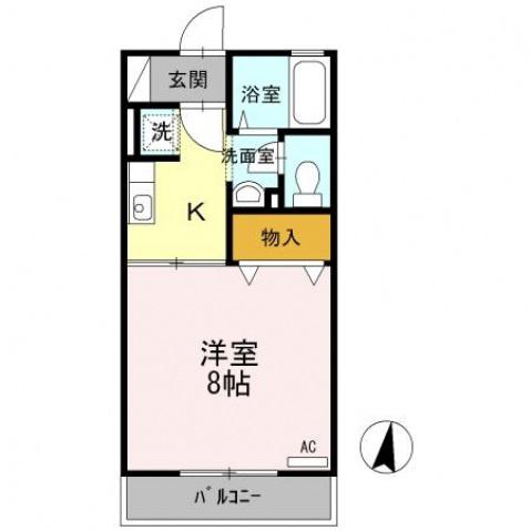 KANADA B棟(1K/2階)の間取り写真