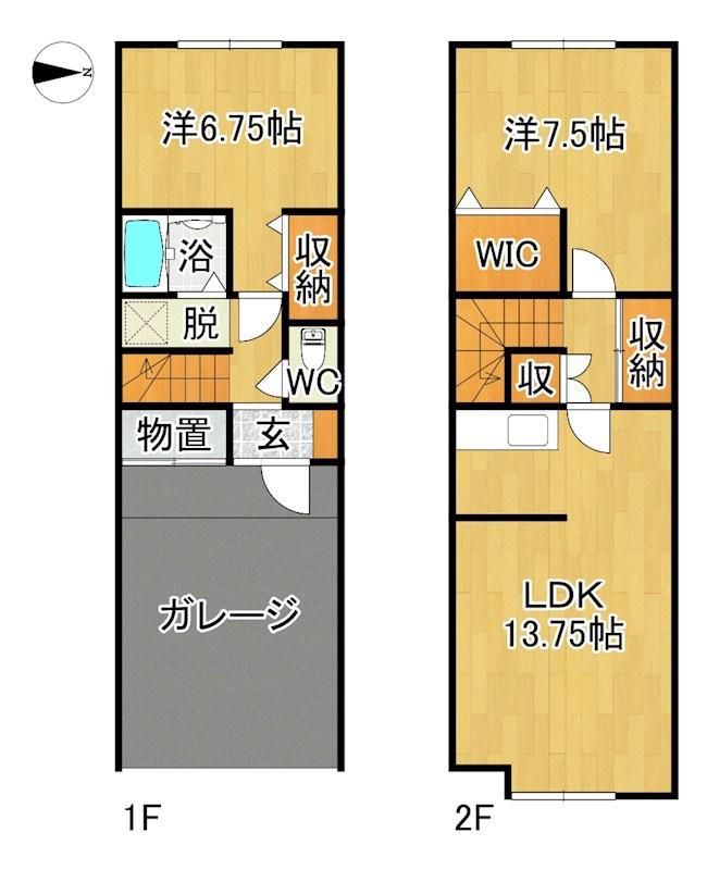 ザ・ガーデン佃C(2LDK/1階)の間取り写真