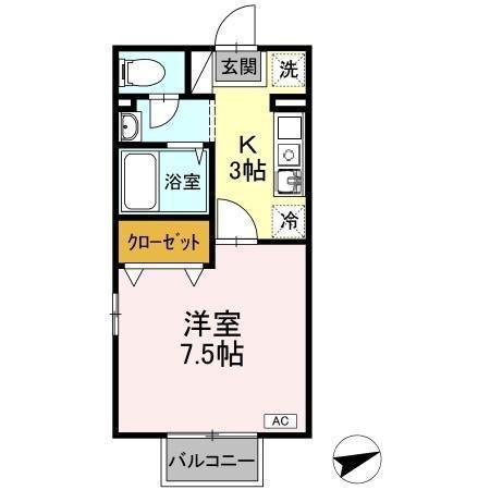 セピアコート(1K/2階)の間取り写真
