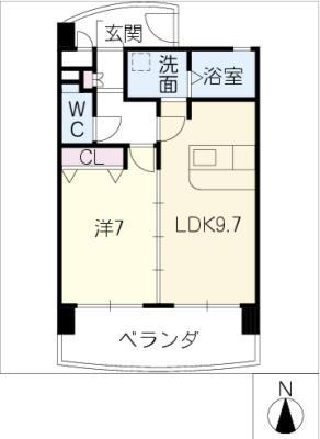 BELL HEIWA(1LDK/9階)の間取り写真