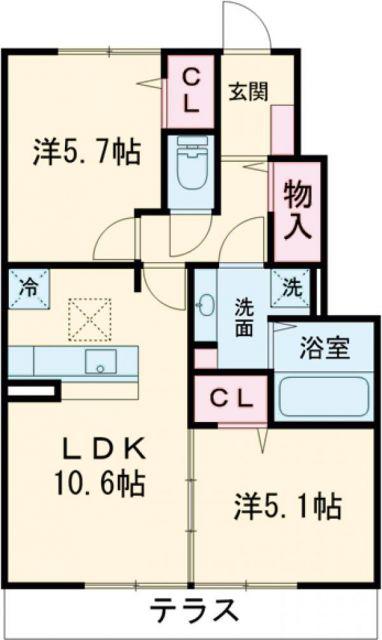 GLANZYUI(2LDK/1階)の間取り写真