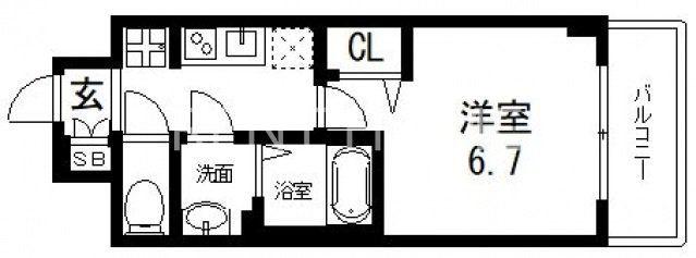 スワンズシティ大阪城コスタ(1K/11階)の間取り写真