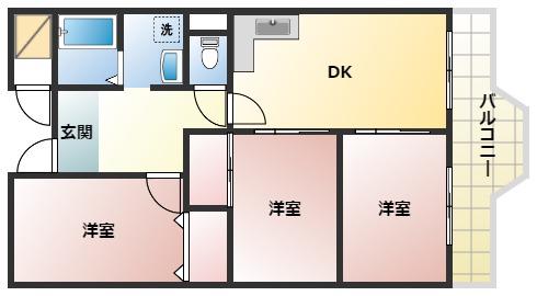 ピュアネスDOI(3DK/3階)の間取り写真