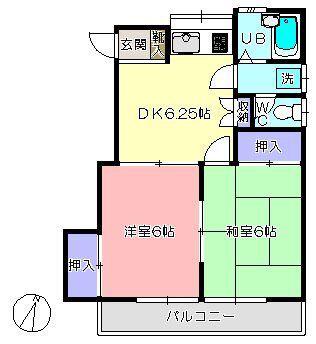 サンハイム清里(2DK/2階)の間取り写真
