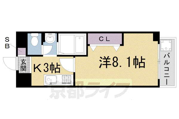 PRIZE V(1K/4階)の間取り写真