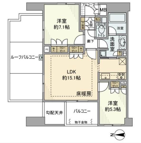 パークテラス宮前平(2LDK/5階)の間取り写真