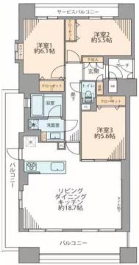 イトーピア阿倍野松崎町 常盤通(3LDK/9階)の間取り写真