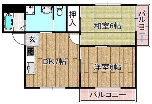 中本ハイツ(2DK/2階)の間取り写真