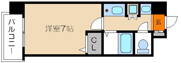プレサンス京大南(1K/4階)の間取り写真
