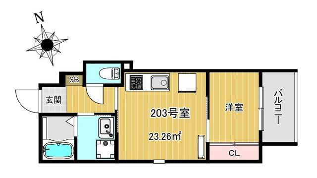 CHARME MAISON香椎(1LDK/2階)の間取り写真