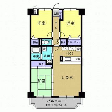 トレインピア国分(3LDK/3階)の間取り写真