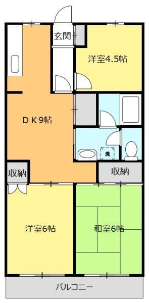 アンシャンテ東所沢(3DK/4階)の間取り写真