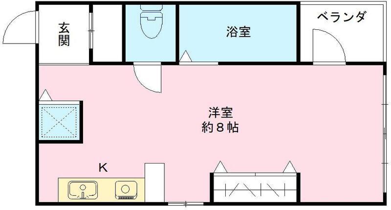 サンキャッスル春日出(1K/2階)の間取り写真