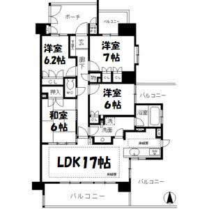 ALATO白壁東(4LDK/7階)の間取り写真