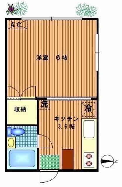 サンハイム(1K/1階)の間取り写真