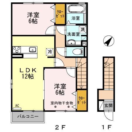 カーサフェリーチェ B(2LDK/2階)の間取り写真