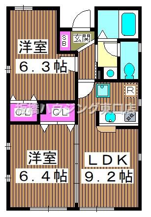 クレリエール(2LDK/1階)の間取り写真