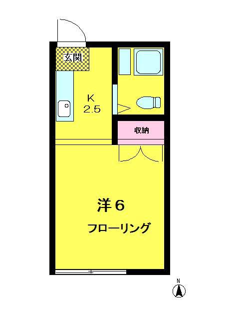 SKハイツI(1K/1階)の間取り写真