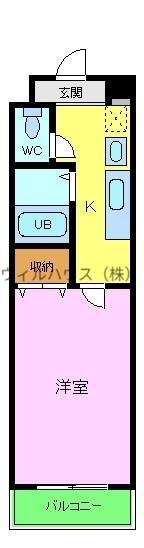 プレジオカーサⅡ(1K/2階)の間取り写真