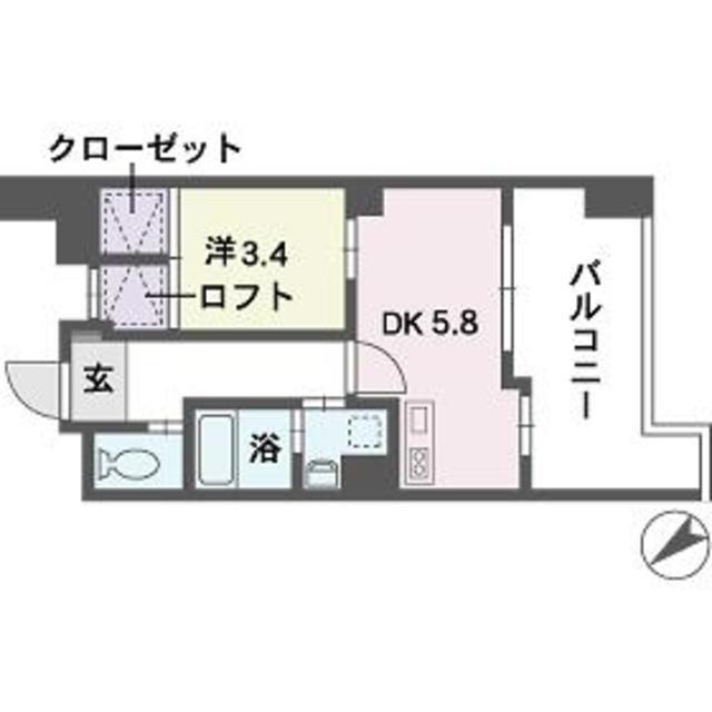 S-FORT博多東II(1DK/4階)の間取り写真