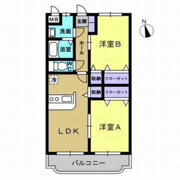 Y&Mアクアフォール(2LDK/3階)の間取り写真