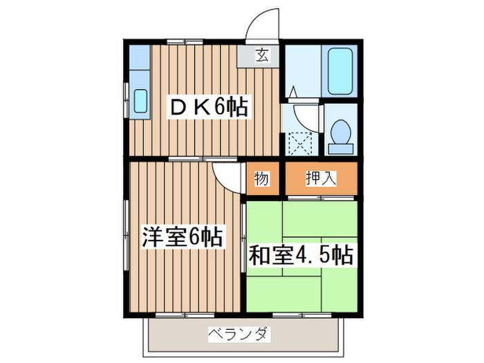 グリーンシャトレ湘南A(2DK/2階)の間取り写真