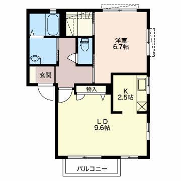 ドミール南陽 D棟(1LDK/2階)の間取り写真