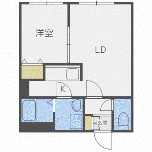 ポーザ宮の沢(1LDK/4階)の間取り写真