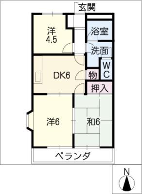 グリーンガーデン立込(3DK/2階)の間取り写真