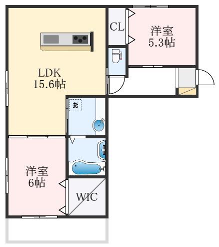 ムーラン ア ヴァン A棟(2LDK/3階)の間取り写真