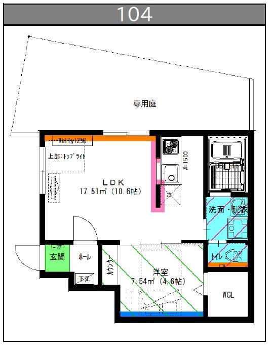 GRAND REVE本星崎(1LDK/1階)の間取り写真