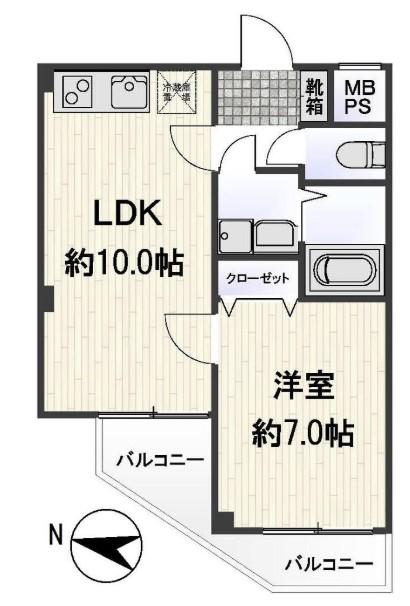 ベルグレードKS(1LDK/6階)の間取り写真