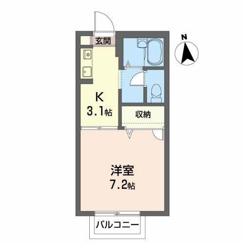 ディアスST(1K/2階)の間取り写真