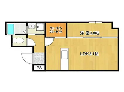 グレースコート砂津(1LDK/8階)の間取り写真