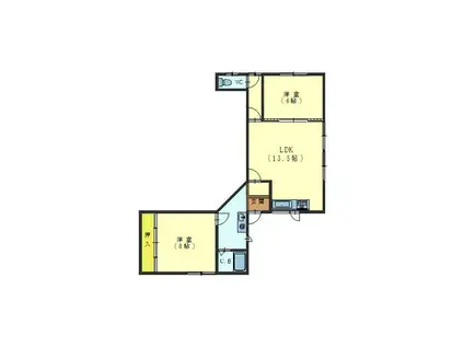 加藤アパートA(2LDK/2階)の間取り写真