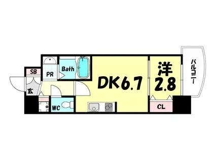 SERENITE神戸元町(1DK/8階)の間取り写真