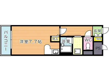 ライオンズマンション黒崎(ワンルーム/3階)の間取り写真
