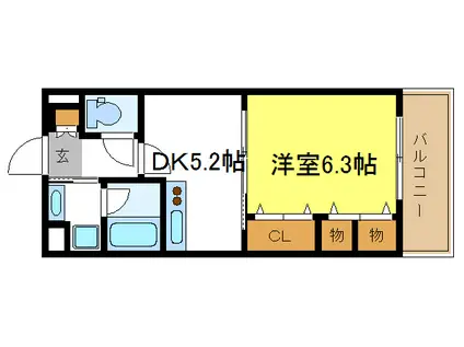 コンフォール平野(1DK/3階)の間取り写真