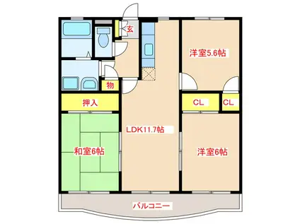グランレーブ(3LDK/2階)の間取り写真